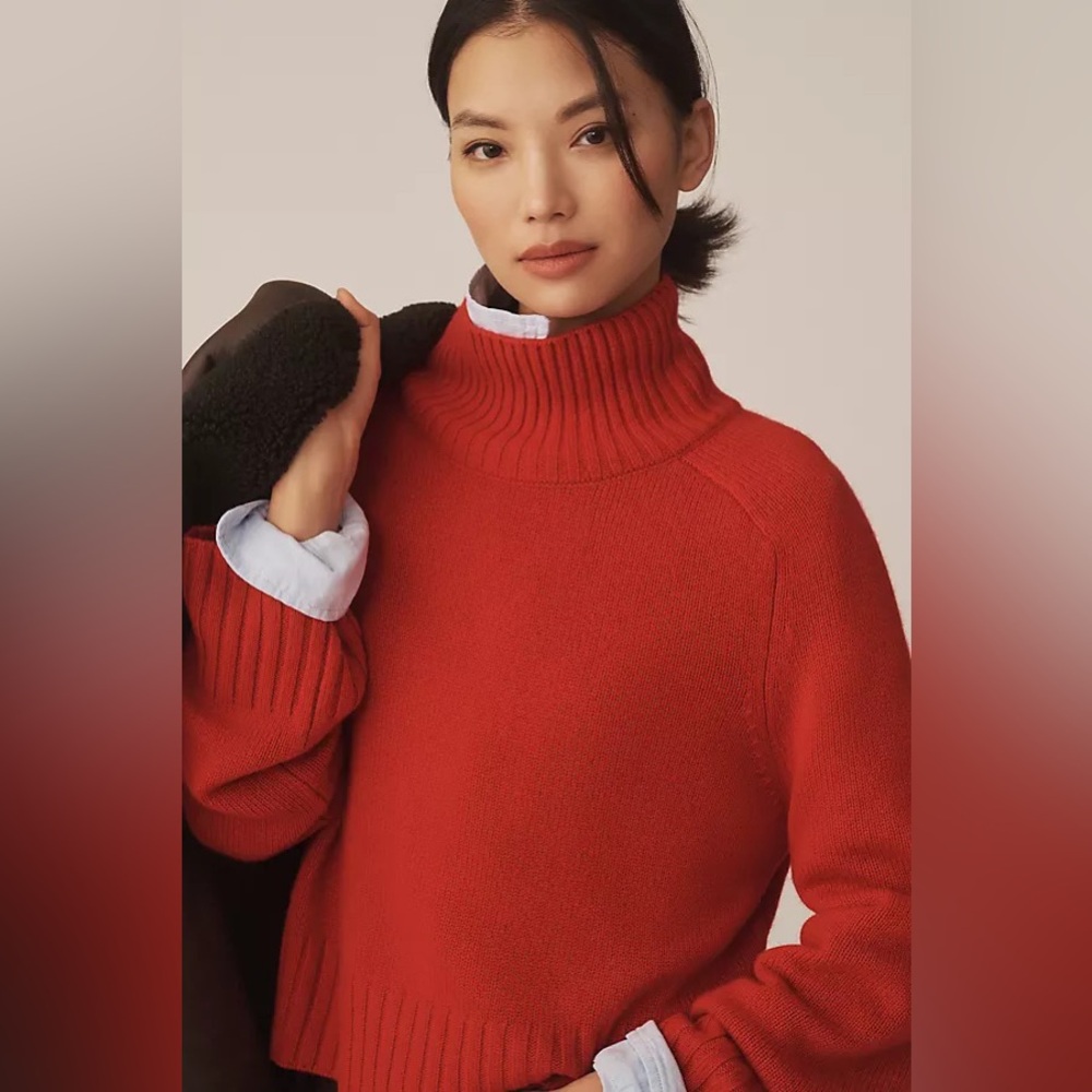 Charter club Red Turtleneck oversized cashmere Sweater